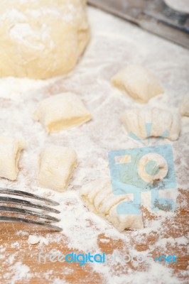 Making Fresh Italian Potato Gnocchi Stock Photo