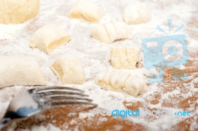 Making Fresh Italian Potato Gnocchi Stock Photo