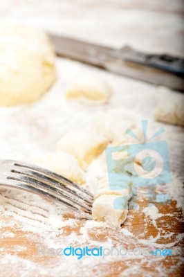 Making Fresh Italian Potato Gnocchi Stock Photo