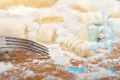 Making Fresh Italian Potato Gnocchi Stock Photo