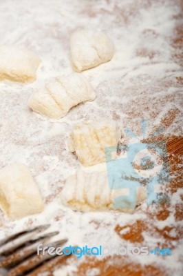 Making Fresh Italian Potato Gnocchi Stock Photo