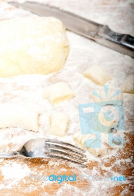 Making Fresh Italian Potato Gnocchi Stock Photo