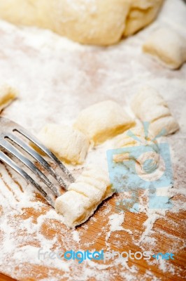 Making Fresh Italian Potato Gnocchi Stock Photo