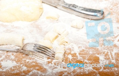 Making Fresh Italian Potato Gnocchi Stock Photo