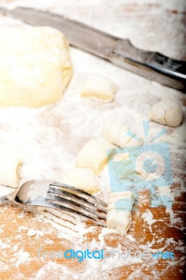 Making Fresh Italian Potato Gnocchi Stock Photo