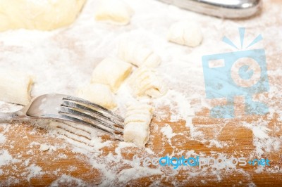 Making Fresh Italian Potato Gnocchi Stock Photo