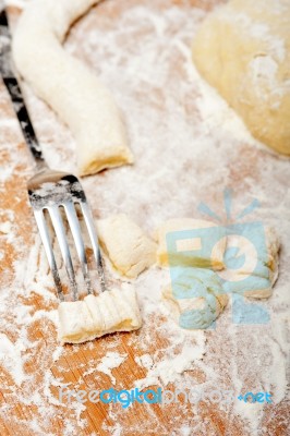 Making Fresh Italian Potato Gnocchi Stock Photo