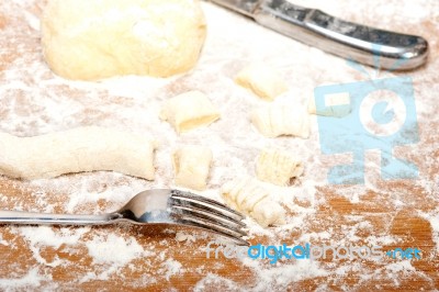 Making Fresh Italian Potato Gnocchi Stock Photo