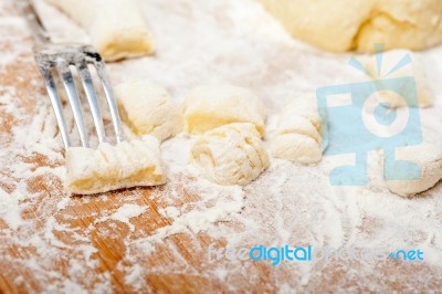 Making Fresh Italian Potato Gnocchi Stock Photo