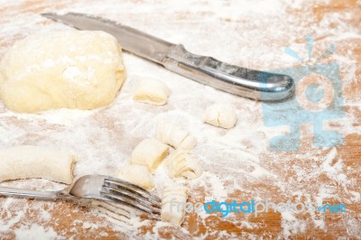 Making Fresh Italian Potato Gnocchi Stock Photo