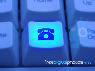 Making Internet Telephone Call Stock Photo