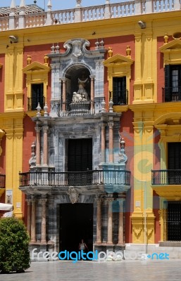 Malaga, Andalucia/spain - July 5 : Baroque Bishop's Palace Desig… Stock Photo