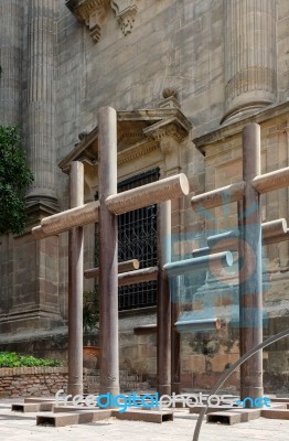 Malaga, Andalucia/spain - July 5 : Crosses Outside The Cathedral… Stock Photo