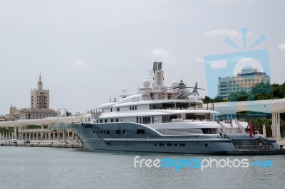 Malaga, Andalucia/spain - July 5 : Modern Cruiser In The Harbour… Stock Photo