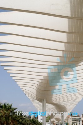 Malaga, Andalucia/spain - July 5 : Modern Pergola In The Harbour… Stock Photo