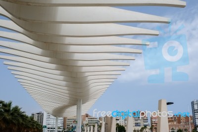 Malaga, Andalucia/spain - July 5 : Modern Pergola In The Harbour… Stock Photo