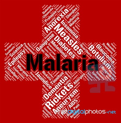 Malaria Word Shows Ill Health And Disability Stock Image