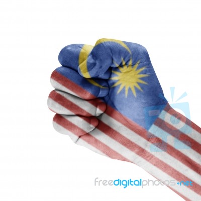 Malaysian Flag On Hand Stock Photo