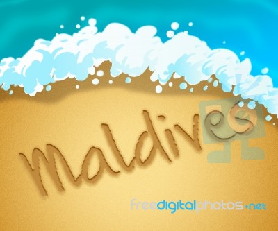 Maldives Holiday Shows Tropical Vacation 3d Illustration Stock Image