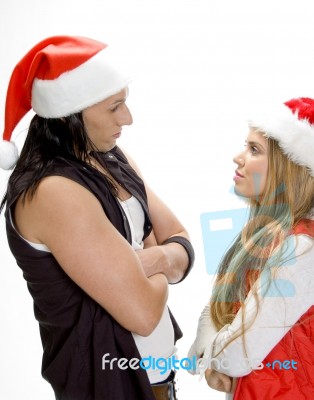 Male And Female Looking Each Other Stock Photo