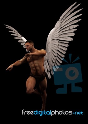 Male Angel Running Stock Image