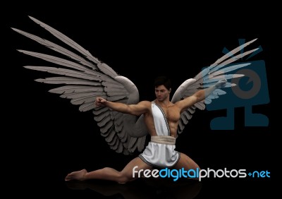 Male Angel Sitting Stock Image