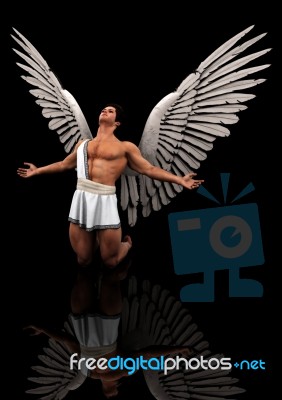 Male Angel Worshiping Stock Image