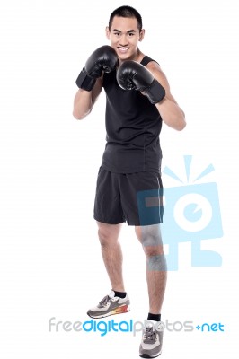 Male Boxer With Smile On Face Stock Photo