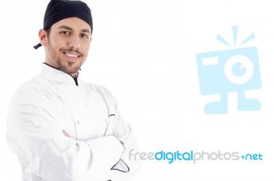 Male Chef Posing With Crossed Arms Stock Photo