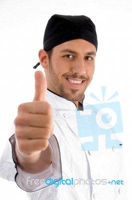 Male Chef Showing Thumb Up Stock Photo