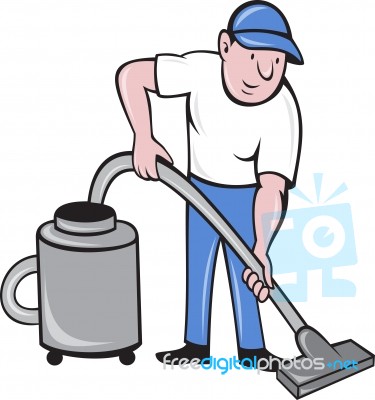 Male Cleaner Vacuuming Vacuum Cleaning Stock Image