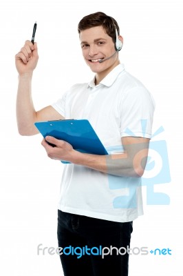 Male Customer Support Executive Stock Photo