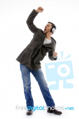 Male Dancing With Listening Music Stock Photo