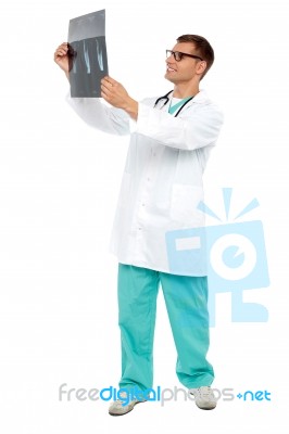 Male Doctor Holding X Ray Stock Photo