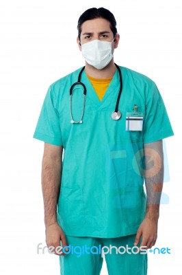 Male Doctor Wearing Face Mask Stock Photo