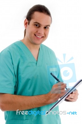 Male Doctor With Prescription Stock Photo