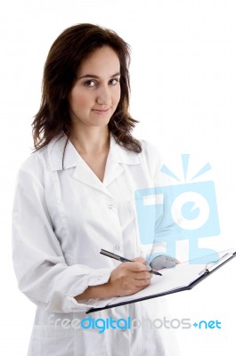 Male Doctor With Prescription Notepad Stock Photo