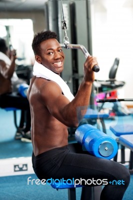 Male doing exercise Stock Photo