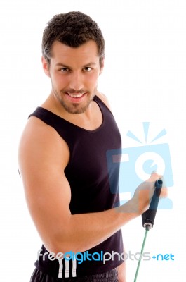 Male Doing Stretching Exercise Stock Photo