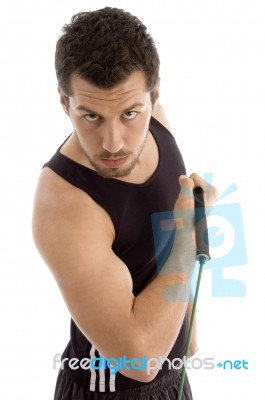 Male Doing Stretching Exercise Stock Photo