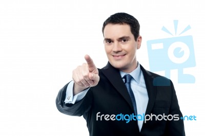 Male Entrepreneur Selecting Something Stock Photo