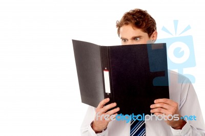 Male Executive Reviewing His Company Documents Stock Photo