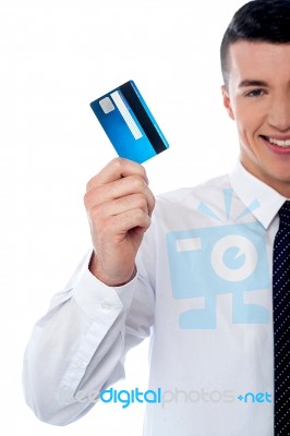 Male Executive Showing His Cash Card Stock Photo