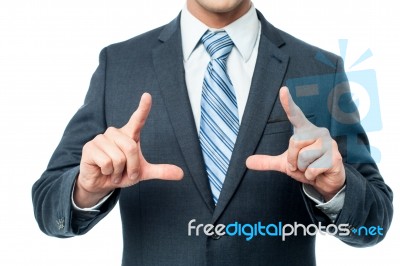 Male Hands Framing Composition Stock Photo