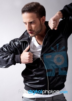 Male Model Giving Movement Stock Photo