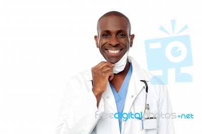 Male Physician Wearing Surgical Mask Stock Photo