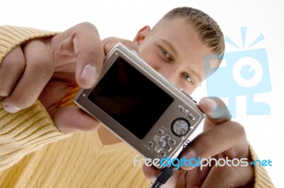 Male Showing Digital Camera Stock Photo