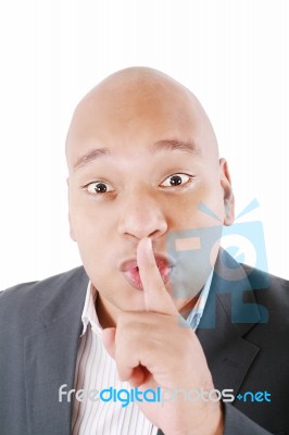 Male Showing Silence Gesture Stock Photo