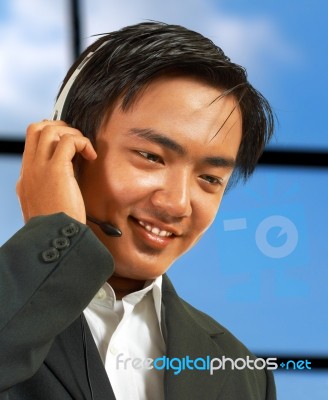 Male Telemarketing Representative Stock Photo