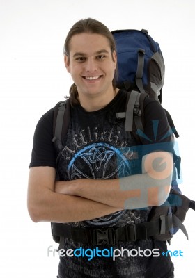 Male Traveler With Backpack Stock Photo